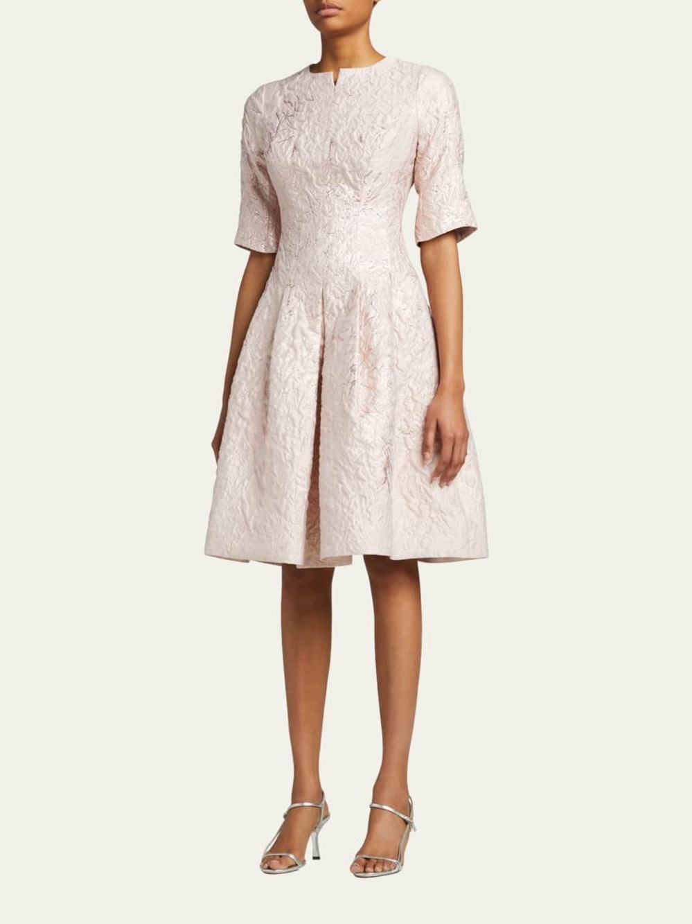 Rickie Freeman for Teri Jon Blush Floral Jacquard Fit & Flare Dress Size 6